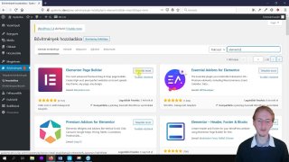 Elementor builder telepítése